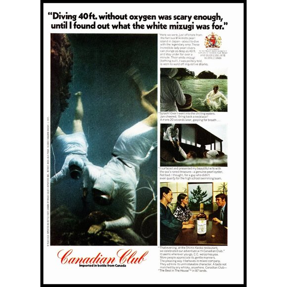 1971 Canadian Club Whisky Vintage Print Ad Mikimoto Pearl Island Japan Wall Art - Picture 1 of 1